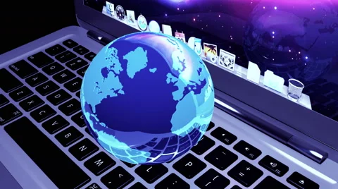 4k 3d rotate earth model on tne laptop,Devices Connecting To Internet. Vidéo 66324929