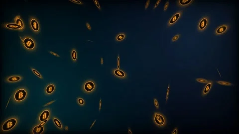 4K 3D Seamless Loop Golden Bitcoin Floating in Blue Digital Space Stock Footage 332692743