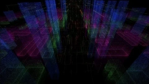 4K 3D Smart digital city built with binary code ,  futuristic smart technolog Stock Footage 101317621