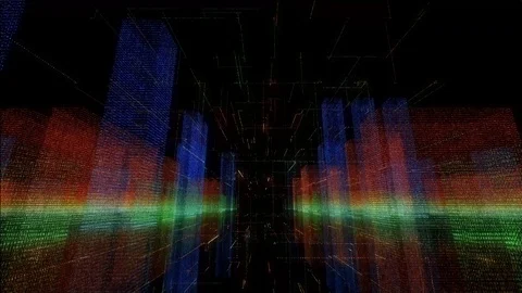 4K 3D Smart digital city built with binary code ,  futuristic smart technolog Stock Footage 101318890