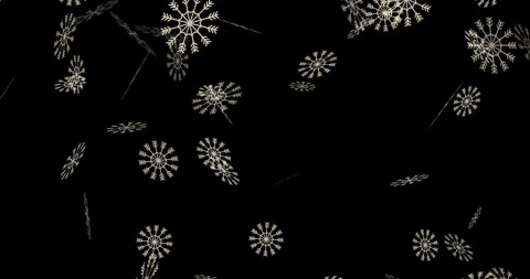 4k 3d Snowflake falling on black background,snowflake falling animation Stock Footage 254648217