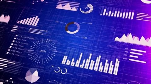 4K 3D Stock Exchange Bull Market. Bars Charts Business Economy infographic Stock Footage 258917591