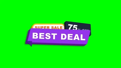 4K 3D Super Sale 75% Off Best Deal Animated Banner Green Screen Stock Footage 332842372