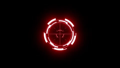 4K 3D Symmetrical HUD Target Interface, Red and White Tactical Screen Overlay Video stock 334641918
