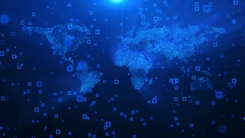 4K 3d World map with node and line connection, Worldwide business, Global Stock Footage 246777909