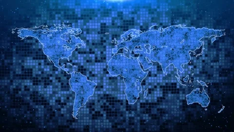 4K 3d World map with node and line connection, Worldwide business, Global Stock Footage 246992458