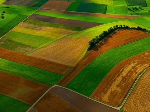 4K (4096) Gorgeous aerial flyover of rural farmland. Stock Footage