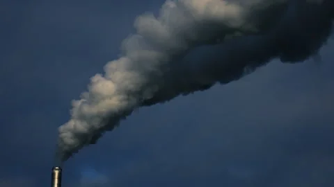 4K 59.94fps Reverse Motion Thick Smoke Entering Industrial Chimney Stock Footage 322166472