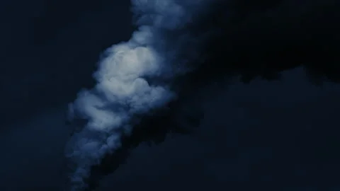 4K 59.94fps Slow Motion (2x): Blue Toned White Smoke / Steam Flowing Stock Footage 322166345