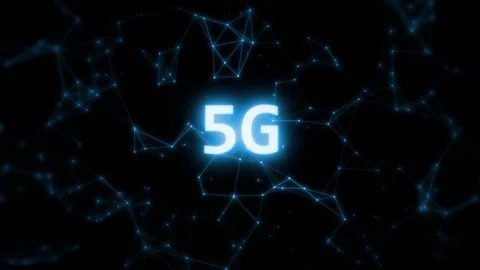 4K 5G Network nodes with connected blue glowing dots and lines Stock Footage 108130503