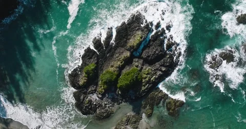 4k 5k Drone Aerial Tranquil Turquoise Ocean Beauty Vancouver Island's West Coast Stock Footage 249699234