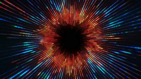 4K 60 fps. Abstract background. Motion graphics.  Round neon tunnel Stock Footage 141550579