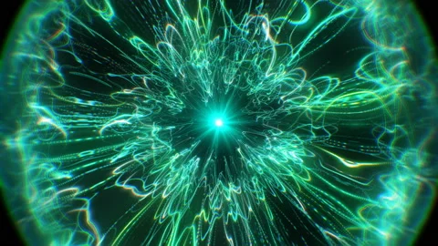 4K 60 fps. Abstract background. Motion graphics Green neon sphere. Green light Stock Footage 141553418