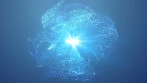 4K 60 fps. Abstract Sphere loopable blue cg motion waving dots texture Stock Footage 112278841