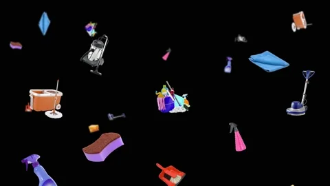 4K 60 fps animation of cleaning products falling from top to bottom. Stock Footage 201495119