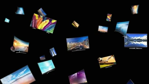 4K 60 fps animation of e-commerce television falling from top to bottom. Stock Footage 201496274