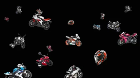 4K 60 fps animation of motorcycle products falling from top to bottom. Video stock 201551848