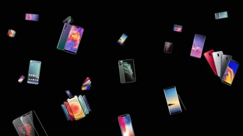 4K 60 fps animation of phone products falling from top to bottom. Video stock 201498092