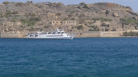 4k 60 fps Approaching Spinalonga Island Crete Stock Footage 112668771