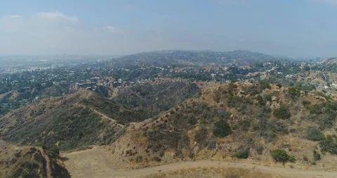 4K 60 FPS Cinematic Drone footage of Griffith Park overlooking the Stock Footage 118389082