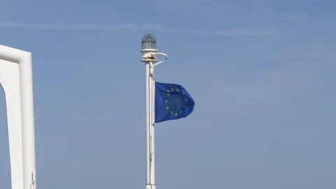 4k 60 fps EU flag flying proudly in the wind Stock Footage 112568022