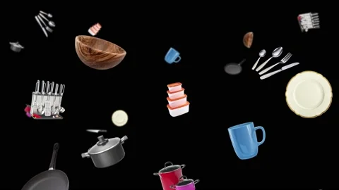 4k 60 fps glassware e-commerce product animation. Multi-product drop showreel Video stock 201257816