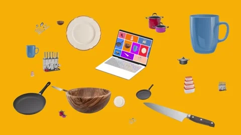 4k 60 fps glassware e-commerce product animation. Laptop and multi showreel. Stock Footage 201258499