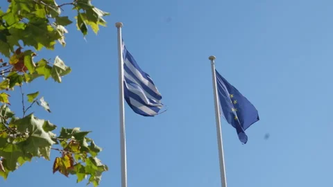 4k 60 fps Greek flag flying proudly in the wind Vídeo Stock 317716613