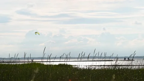 4K 60 fps video of sunset on Baltic sea with dune on foreground Stock Footage 155802886