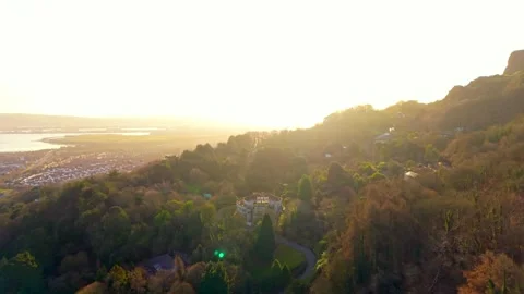 4K 60FPS aerial view of Belfast Zoo and Cave Hill in North Belfast in Northern Stock Footage 325846007
