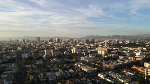 4K 60fps Aerial view of Los Angeles with the Hollywood sign Stock Footage 144785366