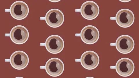 4K 60FPS Animated Loop Background -  Coffee Cups Flowing Vertically and Flipping Stock Footage 142109265