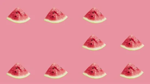4K 60FPS Animated Loop Background -  Watermelons Pop Up and Oscillate Stock Footage 142109276