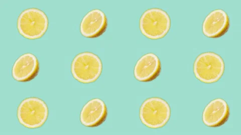 4K 60FPS Animated Loop Background -  Lemons Flowing Horizontally and Flipping Stock Footage 142109301