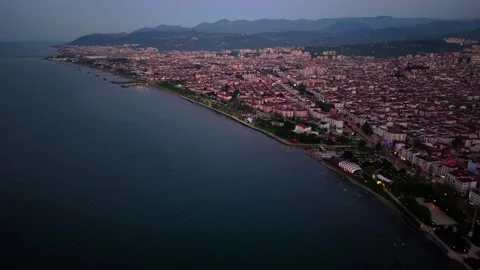 4K 60FPS Cinematic Sunset Over City Fading Into Night | Aerial Drone Stock-Footage 334308756