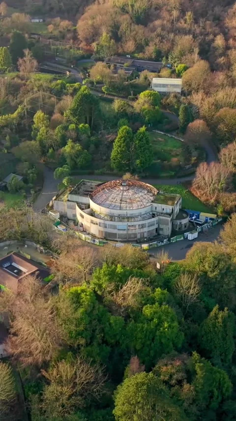 4K 60FPS clockwise social ratio aerial video of the Floral Haii at Belfast Zoo Stock Footage 325782201