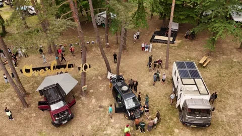4K 60fps Drone Editorial: Static High-Angle View of Overland Festival, Duchonka Stock Footage 336361092