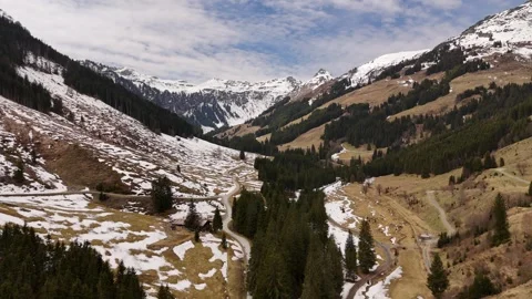 4K 60fps Drone Flight Forward: Scenic Alpine Road in Lengau Valley Stock Footage 332601779