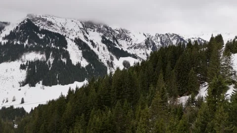 4K 60fps Drone Fly Forward Over Forest Towards Talschluss Mountains Stock Footage 332211279
