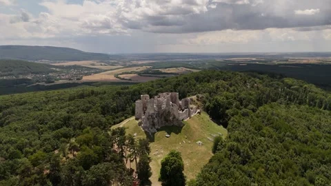 4K 60fps Drone Fly Forward: High Angle View Of Hrusov Castle Stock Footage 340556401