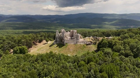 4K 60fps Drone Fly Forward: Sunny View Of Hrusov Castle Stock Footage 340557295