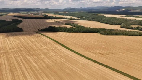 4K 60fps Drone Flyover: Panoramic Agricultural Fields &amp; Cloud Shadows Stock Footage 340188744