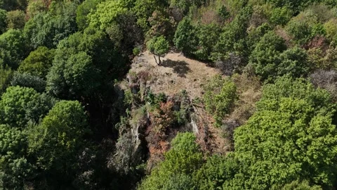 4K 60fps Drone Point of Interest Orbit: Sedlova Skala Cliff View Stock Footage 345724376