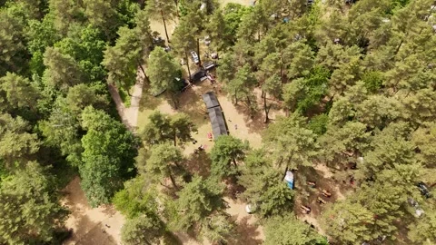 4K 60fps Drone Straight Down  Forward Flight  Overland Festival Campsite Stock Footage 336362133