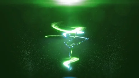 (4K 60fps - Loop) - 3d rendering model woman spinning with green particles. Stock Footage 104012505