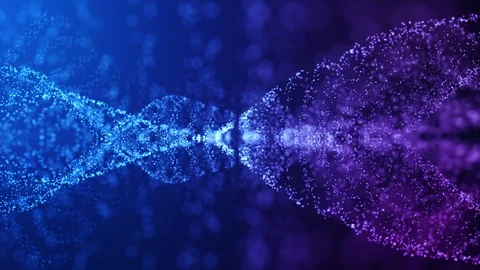 (4K 60fps) Loop animation. Blue particles moving in waves on a dark background. Stock Footage 103865767