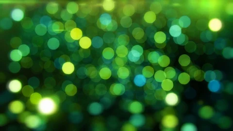 (4K 60fps - Loop) Green bokeh particles flyings on a dark background. Stock Footage 104011309