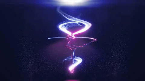 [4K 60fps] Loop Sequence - 3d model woman spinning with colored particles. Stock Footage 103212634