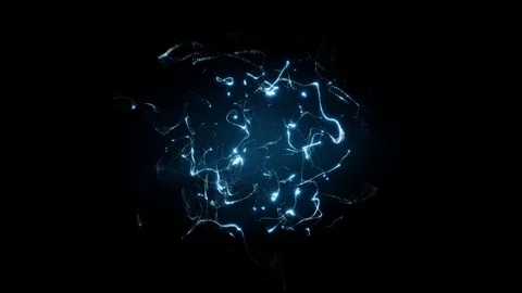 4K 60fps | Loop sequence. Abstract blue magical explosive particles. Stock Footage 102857620