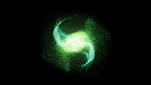 [4K 60fps, Loop] VFX abstract green magical spinning particles. Stock Footage 103339218